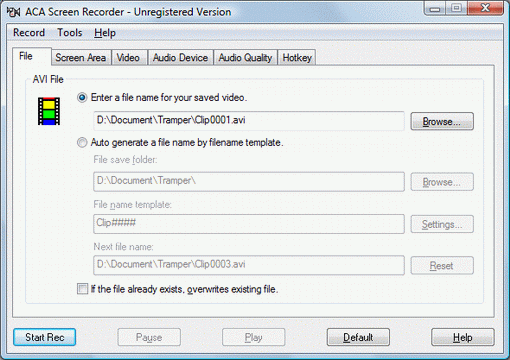 ACA Screen Recorder Screenshot